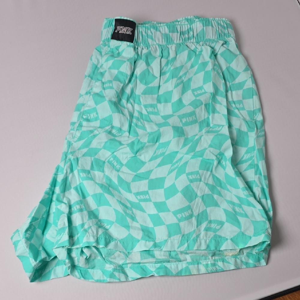 EUC PINK Victoria's Secret Aqua Checkered Sleep Shorts Sz. M